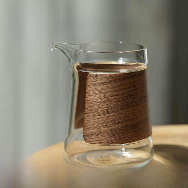 新禾起木雅木松木公道杯日式无柄耐热玻璃公杯加厚隔茶器茶具