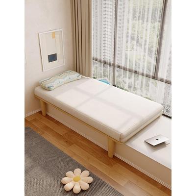 飘窗实木床拼接可抽拉床可定制小户型书房客房飘窗改造伸缩沙发床