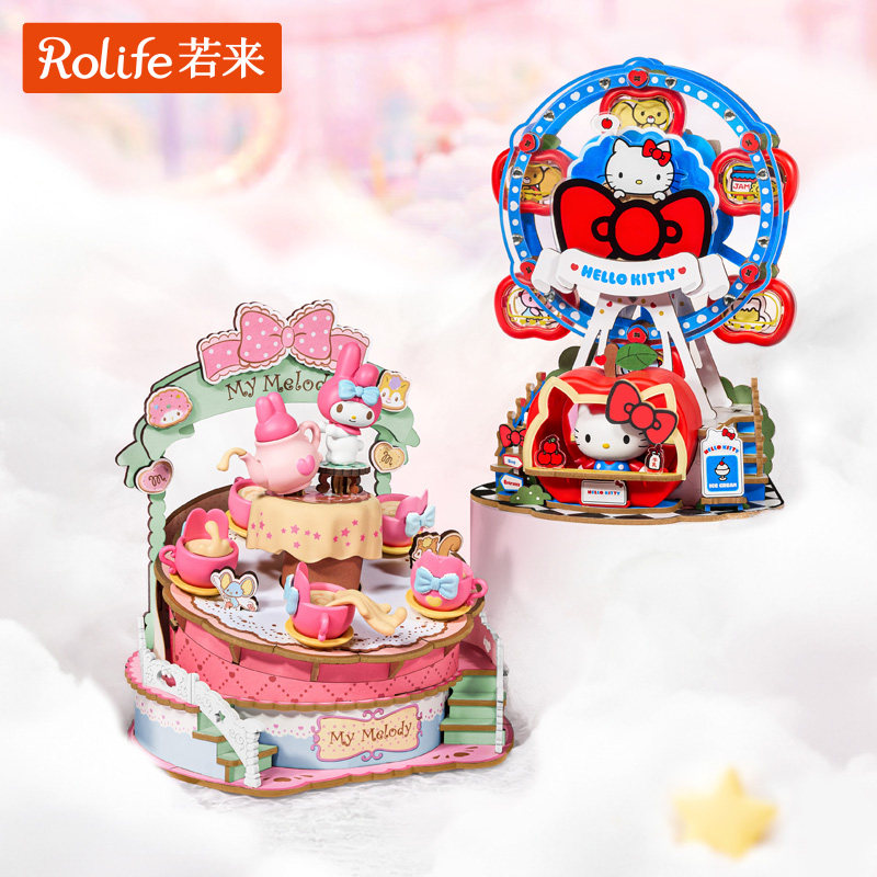 新年礼物rolife若来diy手工八音盒三丽鸥音乐盒HelloKitty玩具女,玩具/童车/益智/积木/模型,八音盒/音乐盒,淘宝优惠券,粉丝福利购,淘宝优惠卷