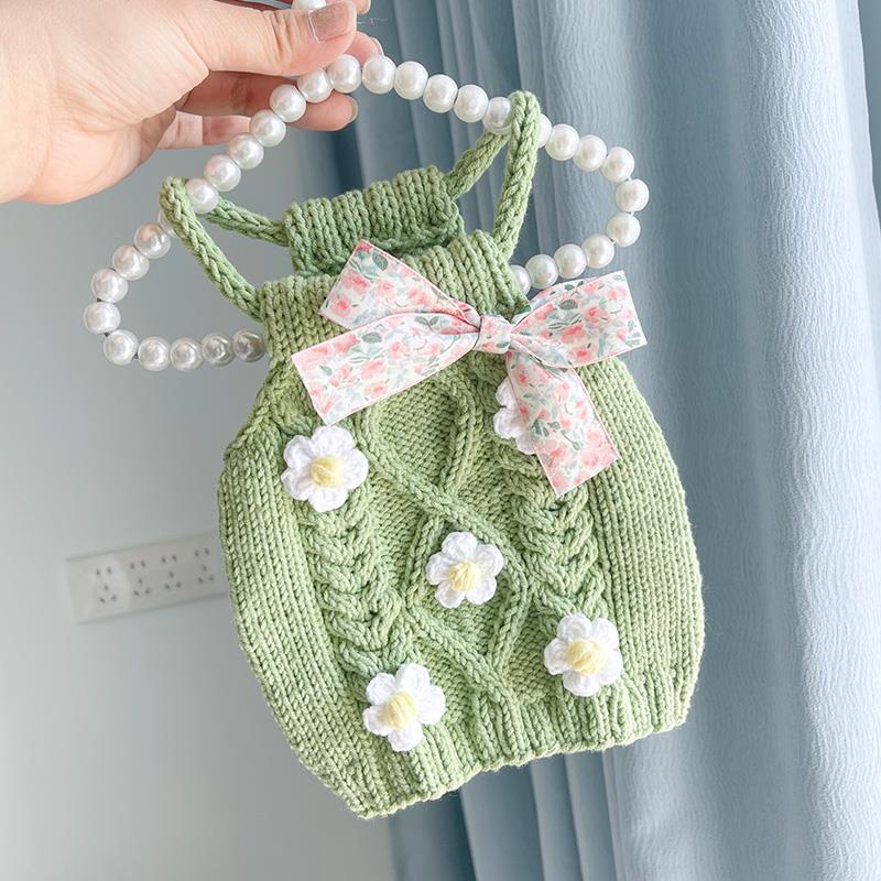 狗狗春季猫咪毛衣麻花背心宠物编织手工钩织diy材料包幼犬两脚衣