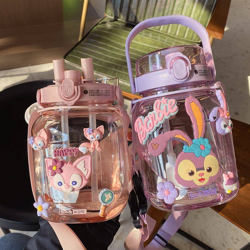 大容量塑料吸管杯大人女生可爱高颜值运动水杯创意三饮水壶1300ml