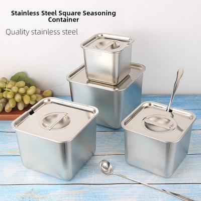 不锈钢方形味盅商用调料盒大容量调味盒厨房佐料盒饭店后厨配料盆