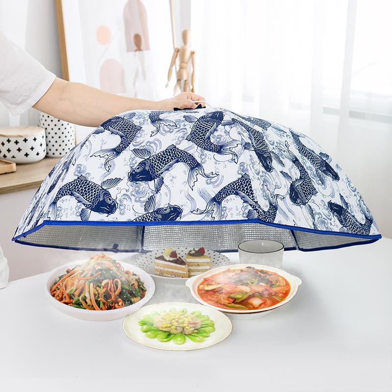 冬季保温菜罩家用餐桌罩食物防尘罩防苍蝇盖菜罩子折叠遮菜伞饭罩