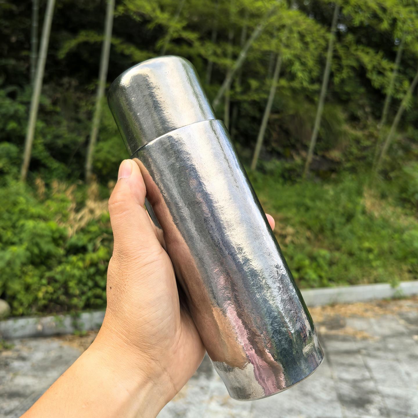 430ml内外纯钛保温杯锤纹磁吸保冷杯办公户外可携式焖泡茶商务礼