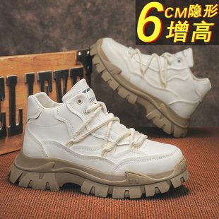 秋冬新款马丁靴男款高帮黑色短靴冬季加绒休闲增高美式工装靴tt