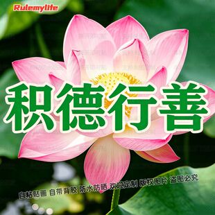 积德行善行善积德贴纸自有福报自粘装饰卧室海报贴画防水新款墙贴