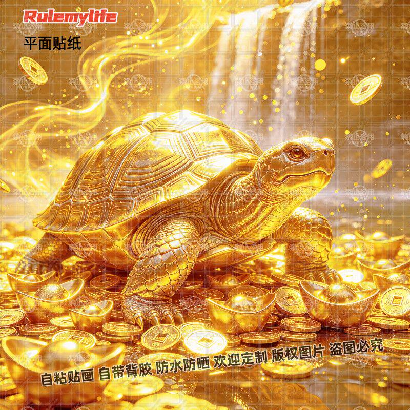 招财黄金龟神龟贴纸自粘招财进宝