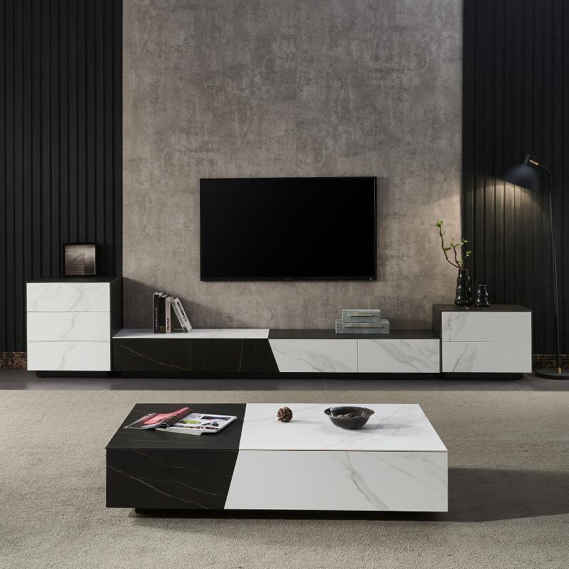 意式岩板茶几电视柜组合客厅大小户型简约现代储物柜长方形茶几