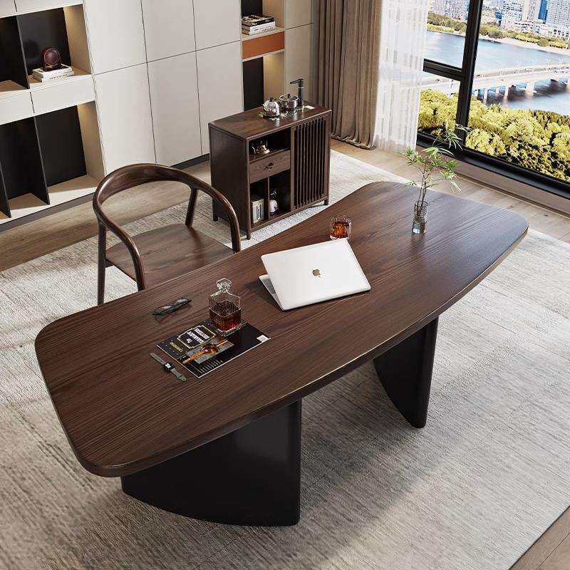 轻奢创意设计师办公桌极简实木圆桌简约时尚会议桌北欧个性工作台