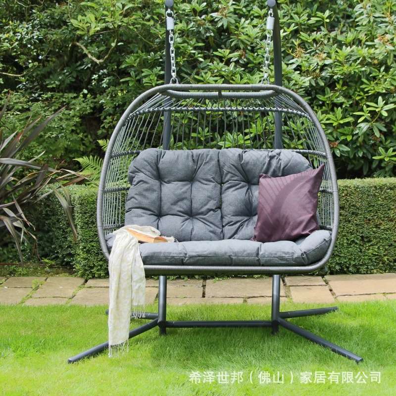 亚马逊双人折叠吊篮吊椅阳台户外秋千藤椅家用懒人椅子休闲悬挂式