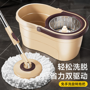 拖地拖布吸水 家杰优品旋转拖把家用一拖净免手洗甩干拖把桶套装