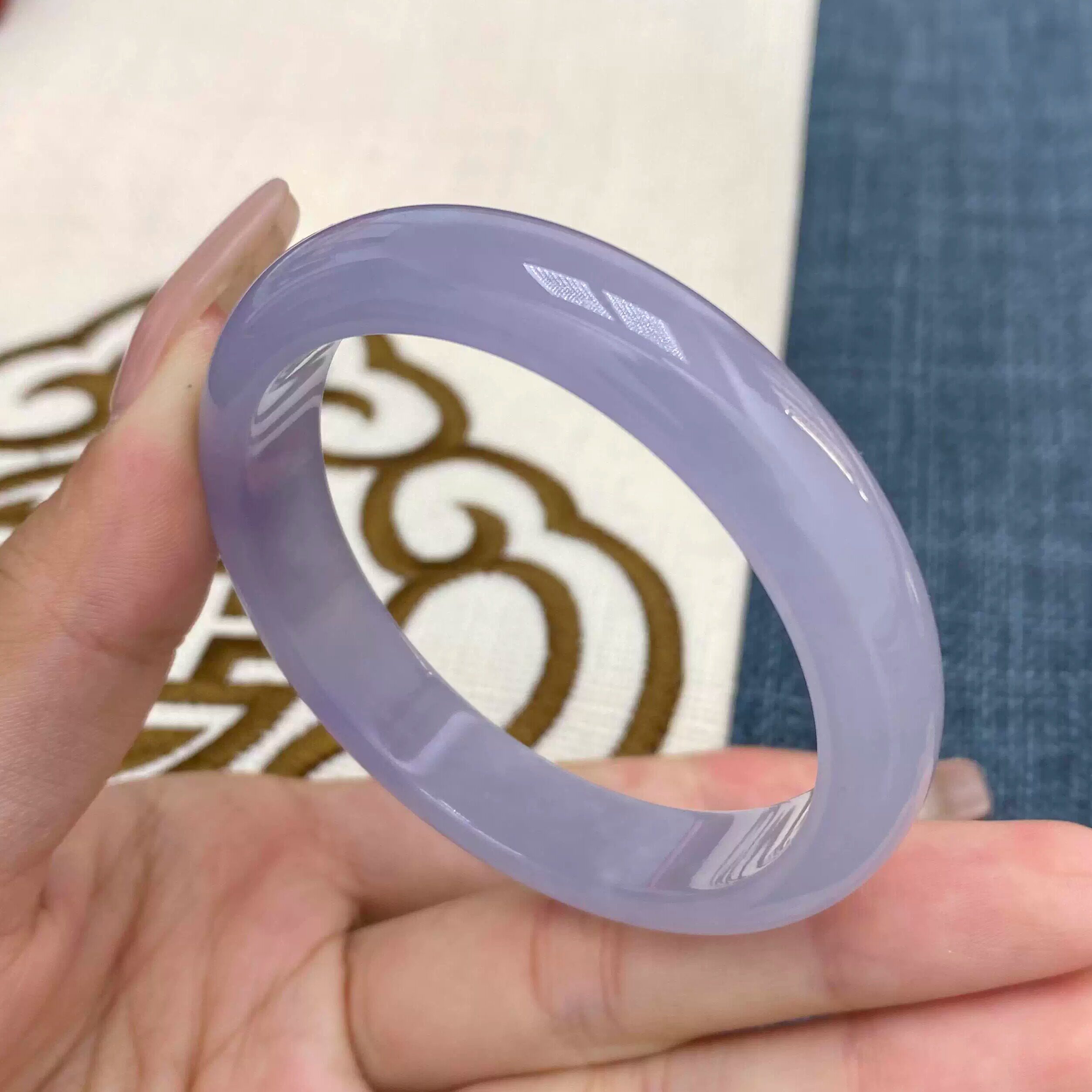 玉长情【如诗系列】缅甸高冰种翡翠玉手镯子女正品紫罗兰春彩处理