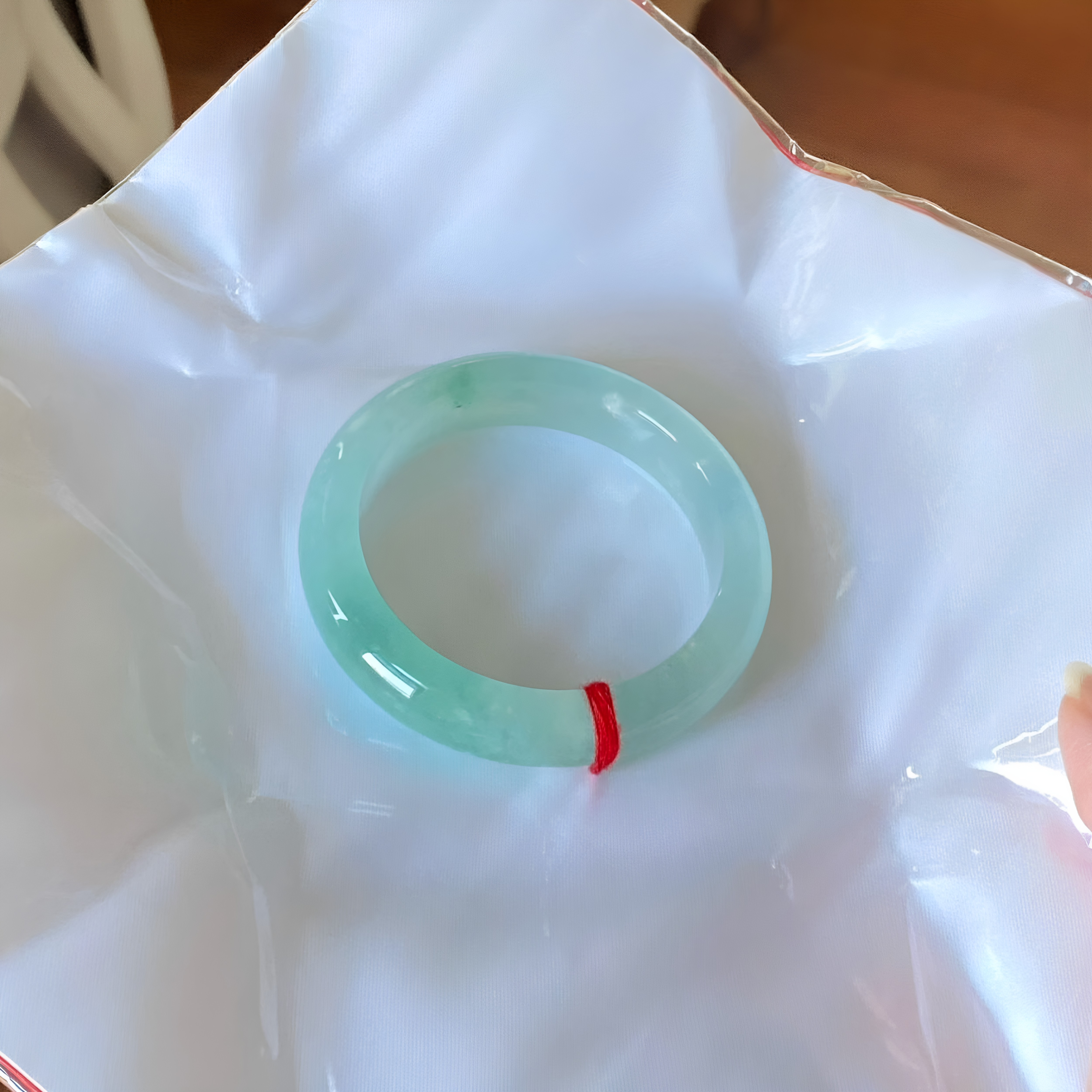 玉长情【青绿系列】冰种缅甸高端翡翠飘花玉手镯子正品女真玉处理