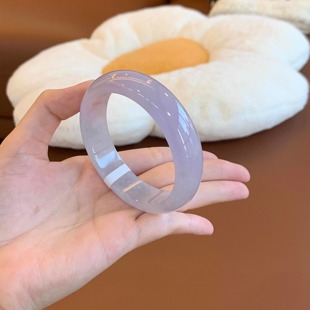 冰糯种玉石 缅甸冰种紫罗兰真玉手镯子冰透女款 玉长情 如诗系列