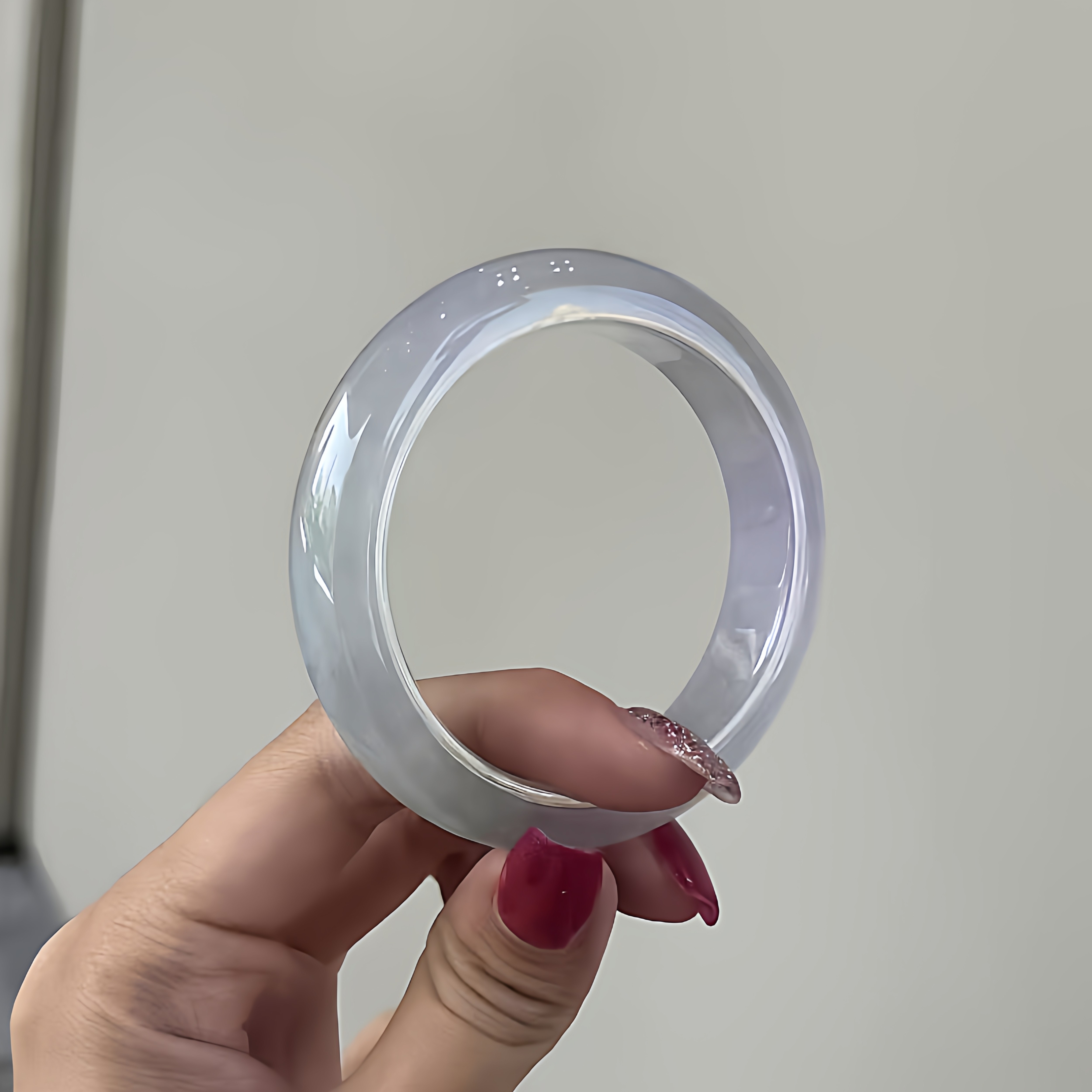 玉长情【如诗系列】缅甸翡翠贵妃镯冰种紫罗兰翡翠高端玉手镯处理