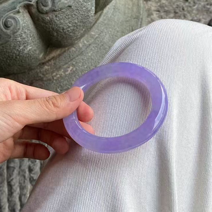 玉长情 高端缅甸翡翠贵妃镯冰种紫罗兰真玉手镯子处理 如诗系列