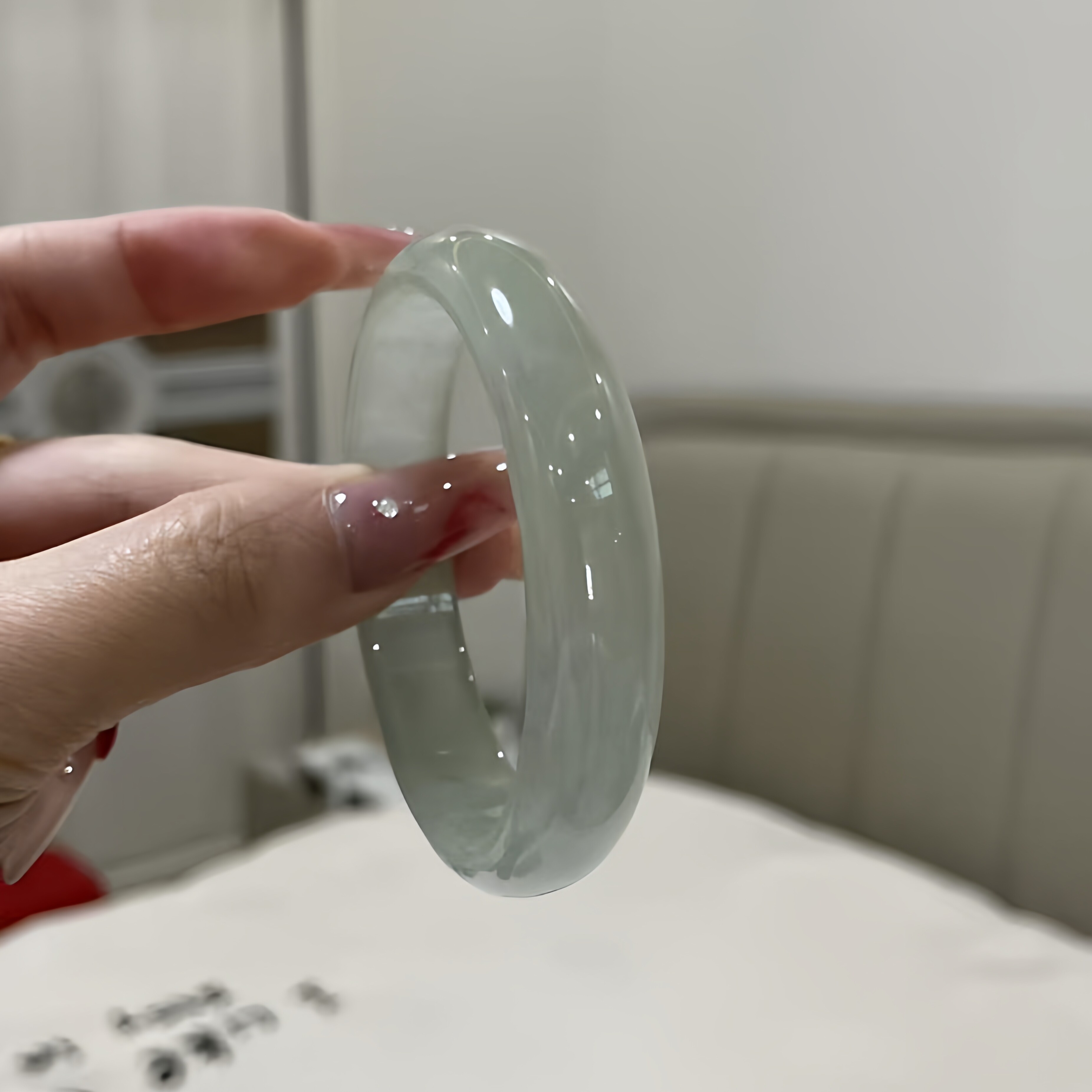 玉长情【丹青系列】缅甸高冰种飘花翡翠玉手镯子正品玉步离镯处理