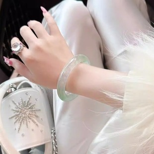 女款 高端缅甸翡翠玉手镯子正品 白月光玉石处理 清丽系列 玉长情
