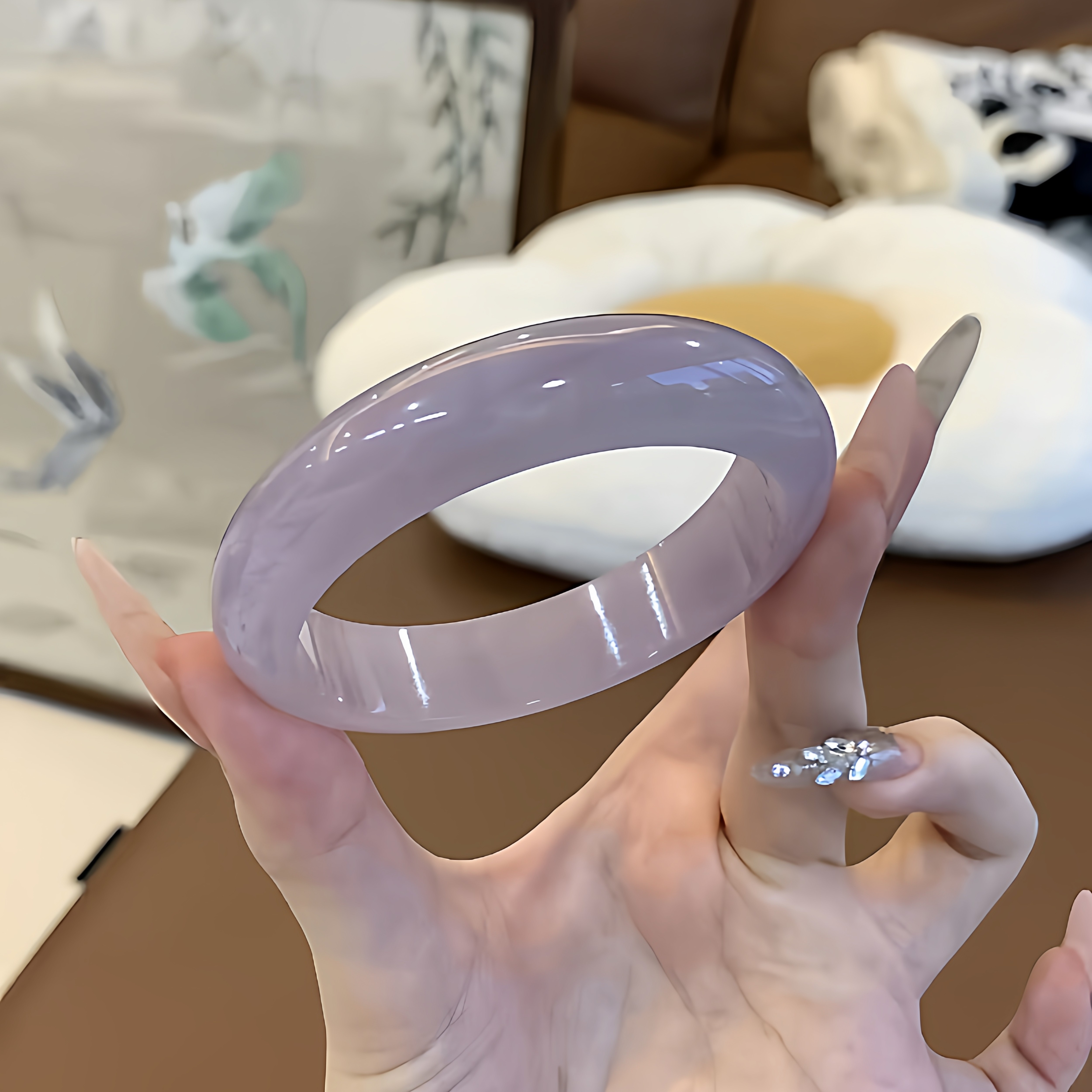 玉长情【如诗系列】冰种缅甸高端翡翠玉手镯紫罗兰贵妃镯正品处理