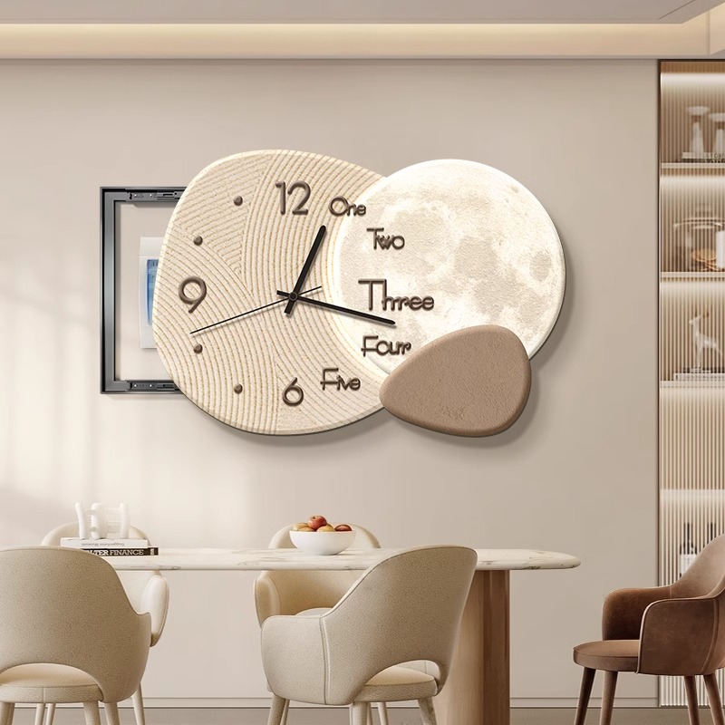 石来运转电表箱装饰画带钟表奶油风餐厅强弱电闸盒配电箱遮挡挂画