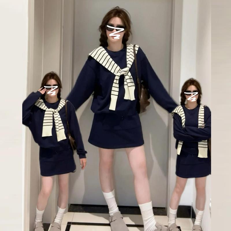 早春季穿搭一整套高级感卫衣连衣裙子女装2025新款小个子韩系套装