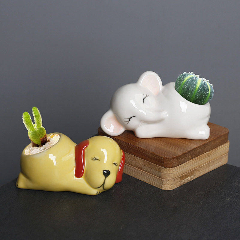 新款跨境卡通动物多肉陶瓷花盆简约创意桌面仙人掌盆栽迷你摆件,鲜花速递/花卉仿真/绿植园艺,花托/移动托盘,淘宝优惠券,粉丝福利购,淘宝优惠卷
