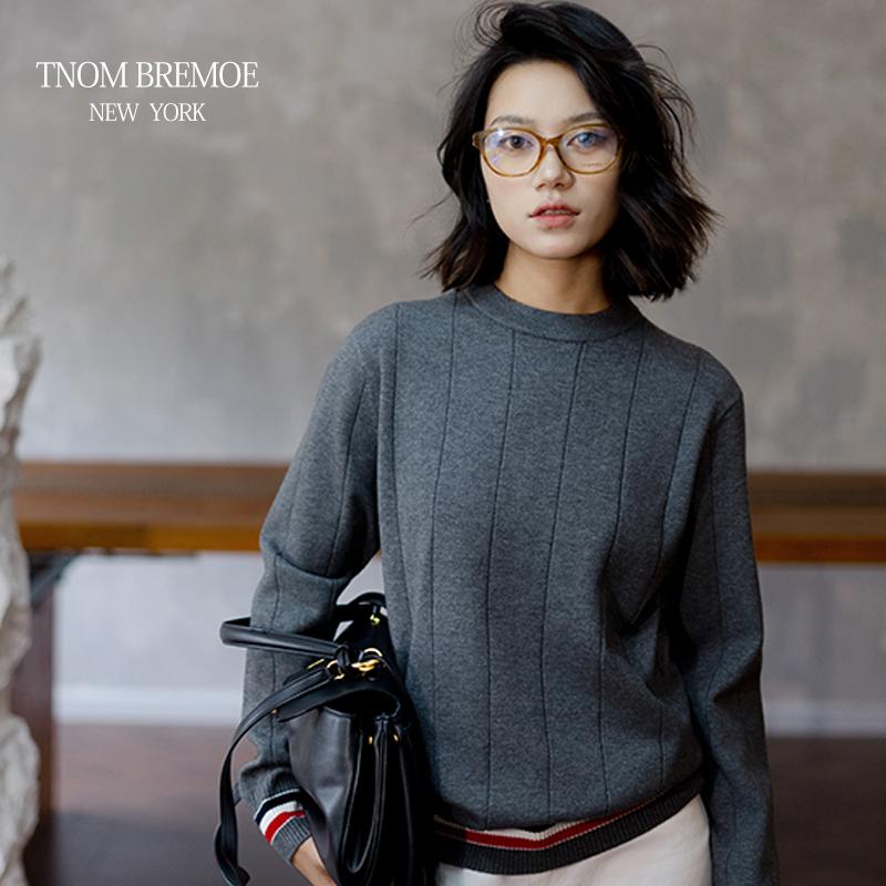 [TNOM BREMOE]2025 TB新品男女同款经典简约百搭刺绣圆领针织衫