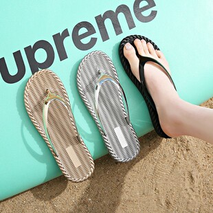 平底海边沙滩鞋 百搭夹脚夹板鞋 时尚 外贸亮面人字拖女士夏外穿新款