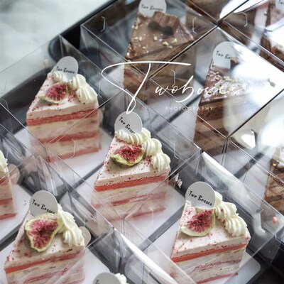 切件慕斯包装盒透明盒子千层蛋糕切块包装盒2/4/6/8寸手提打包盒