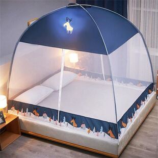 家用蚊帐免安装纹账宿舍1.5文账1米2自带支架5长1米8双人床1.8m