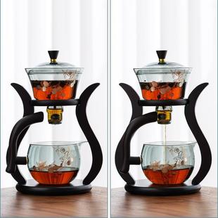 公室办冲茶器家用懒人 50320烟色灰高硼硅玻璃茶具茶套装 磁吸式