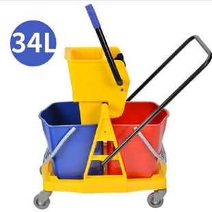 洁6清0L拖榨485车挤水桶拖布车家用拖布水车酒店墩布车把AF08073