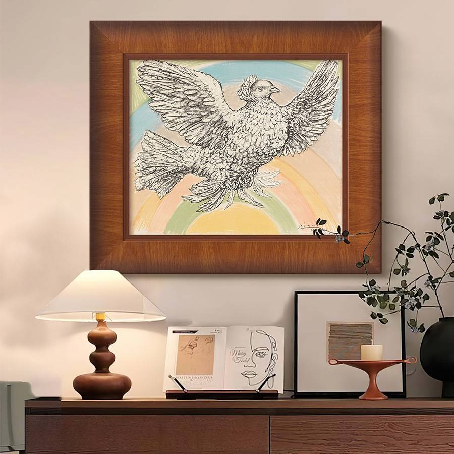 和平鸽》毕加索抽象艺术装饰画法式小众复古客厅挂画玄关走廊壁画图片