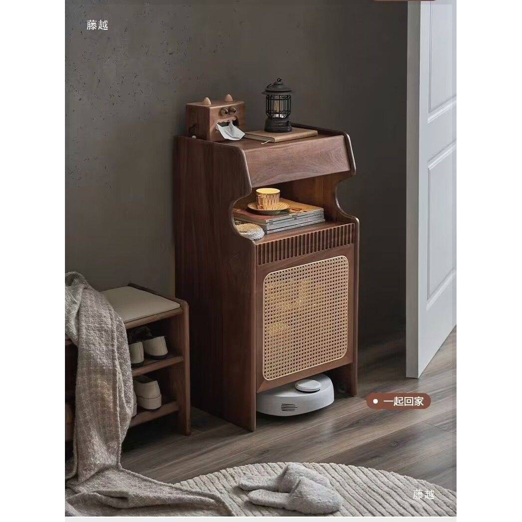 扫地机器人柜客厅置物架柜子收纳柜实木沙发边柜几电视柜可移动