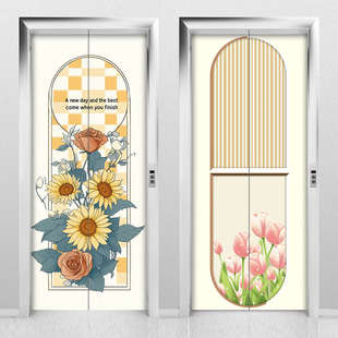 法式电梯门贴纸高级感轻奢一梯一户门口布置装饰贴画自粘翻新遮丑