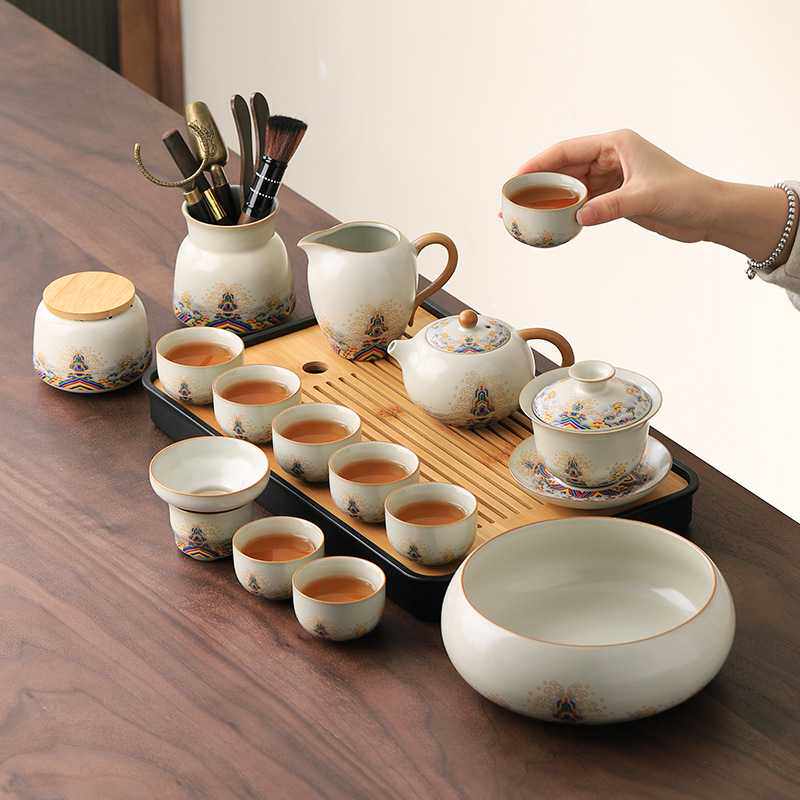 凌胜功夫茶具套装家用轻奢高档2025新款盖碗茶杯整套泡茶器礼盒装