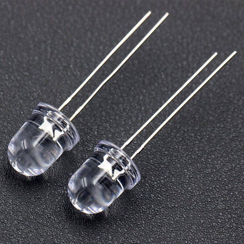 LED发光二极管F8/8mm圆头透明长脚有边 白红蓝绿黄 直插LED灯珠