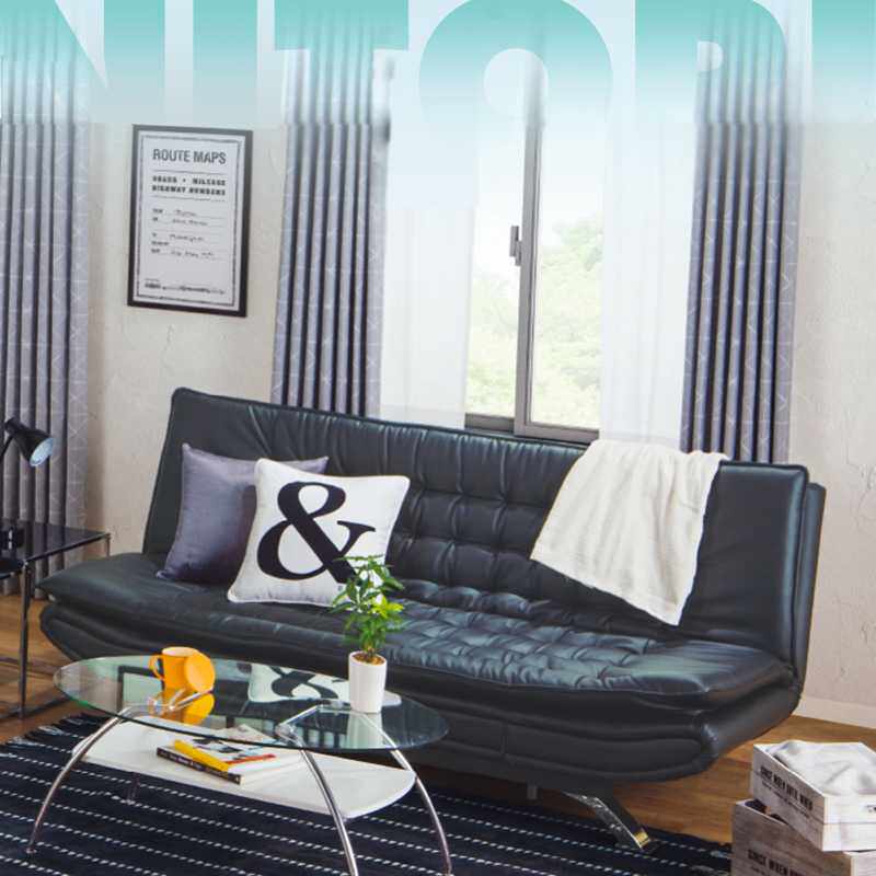 宜得利家居 家具 可折叠多功能沙发床客厅皮质沙发 希尔德