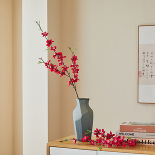新款仿真桃花枝仿真花客厅婚庆家居插花装饰梅花枝餐桌花艺绢花束
