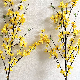 仿真单支串串叉迎春花仿真假花家居婚庆插花摆件商场装饰路引花