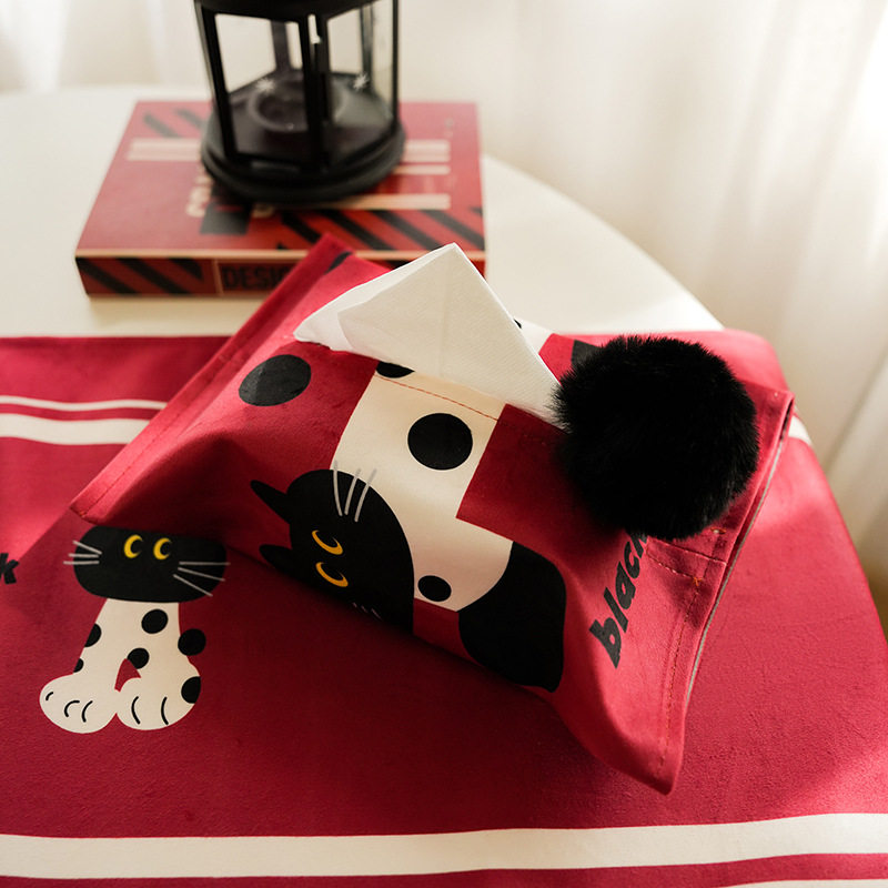 小猫咪氛围感纸巾袋客厅餐桌抽纸套轻奢挂式抽纸收纳袋车载纸巾盒,收纳整理,抽纸筒/套,淘宝优惠券,粉丝福利购,淘宝优惠卷