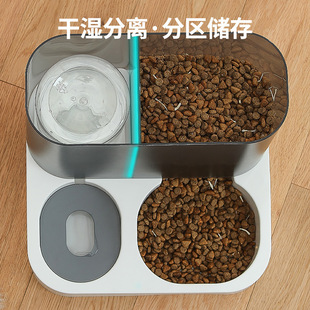猫碗狗碗双碗自动饮水斜口碗猫咪食盆一体喂食器保护颈椎宠物用品