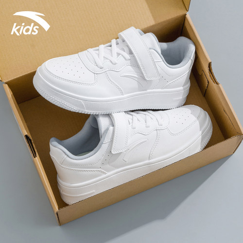 安踏儿童冬季白色板鞋运动休闲软