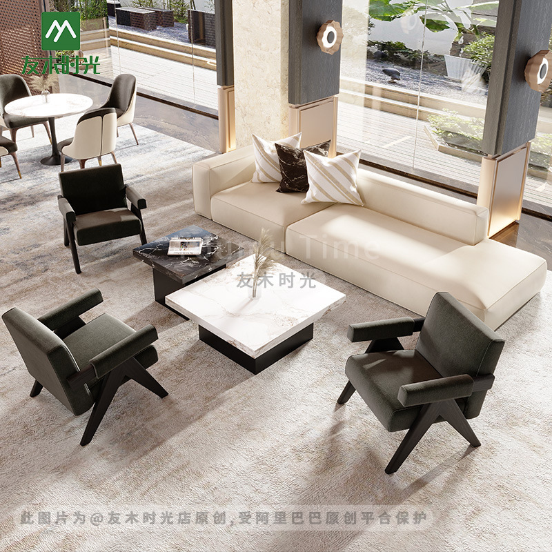 酒店大堂售楼处沙发商务会所会客区休息接待沙发茶几洽谈区桌椅