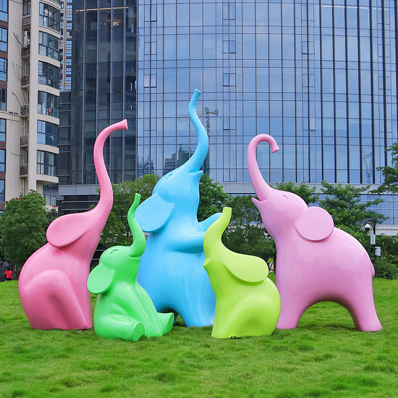 玻璃钢大象雕塑户外园林景观抽象摆件模型动物商场美陈装饰品摆件