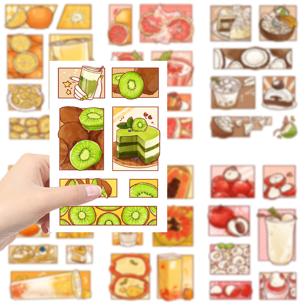 8张卡通清凉夏日甜品拼贴组贴纸