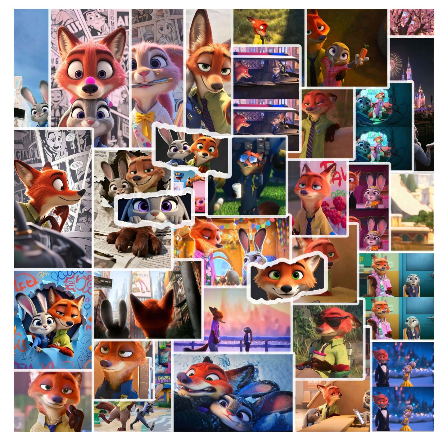 50张尼克朱迪疯狂动物城卡通多巴胺INS风格防水贴纸,文具电教/文化用品/商务用品,贴纸/立体贴纸,淘宝优惠券,粉丝福利购,淘宝优惠卷