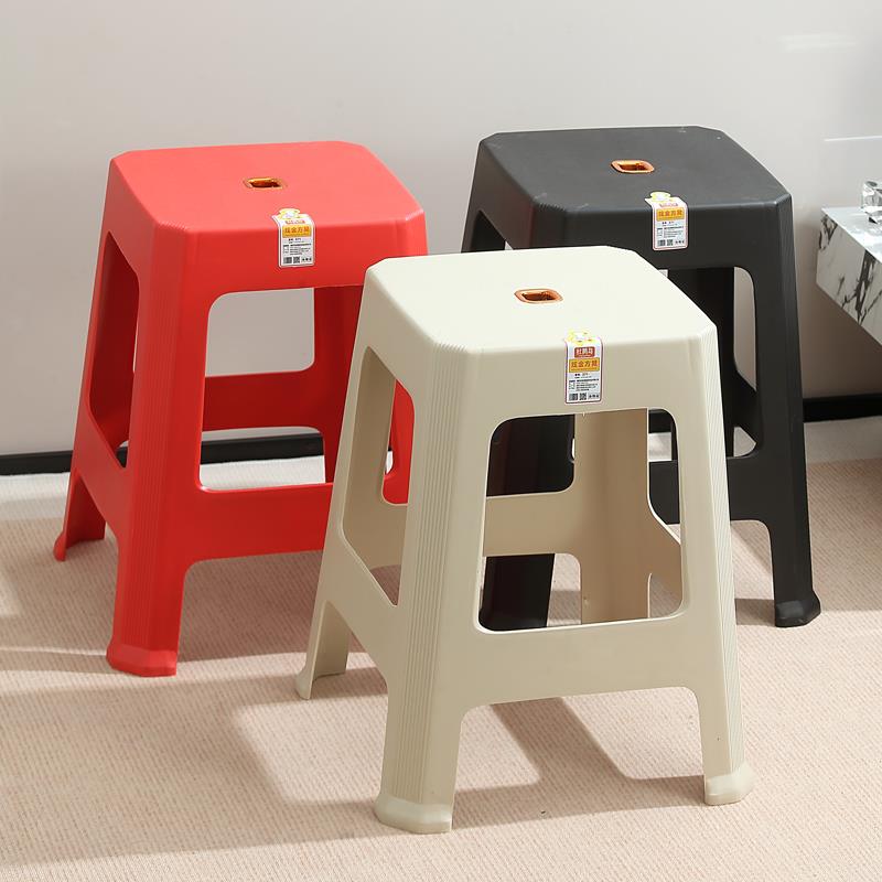 加厚塑料凳子48CM50CM时尚家用展会防滑餐桌凳聚会熟胶板凳垫脚凳