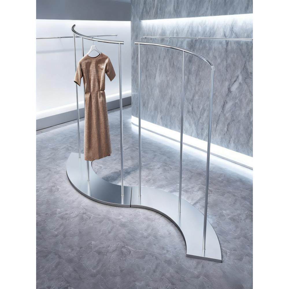 服装店展示架不锈钢弧形中岛女装货架落地式橱窗童装高低挂衣服架