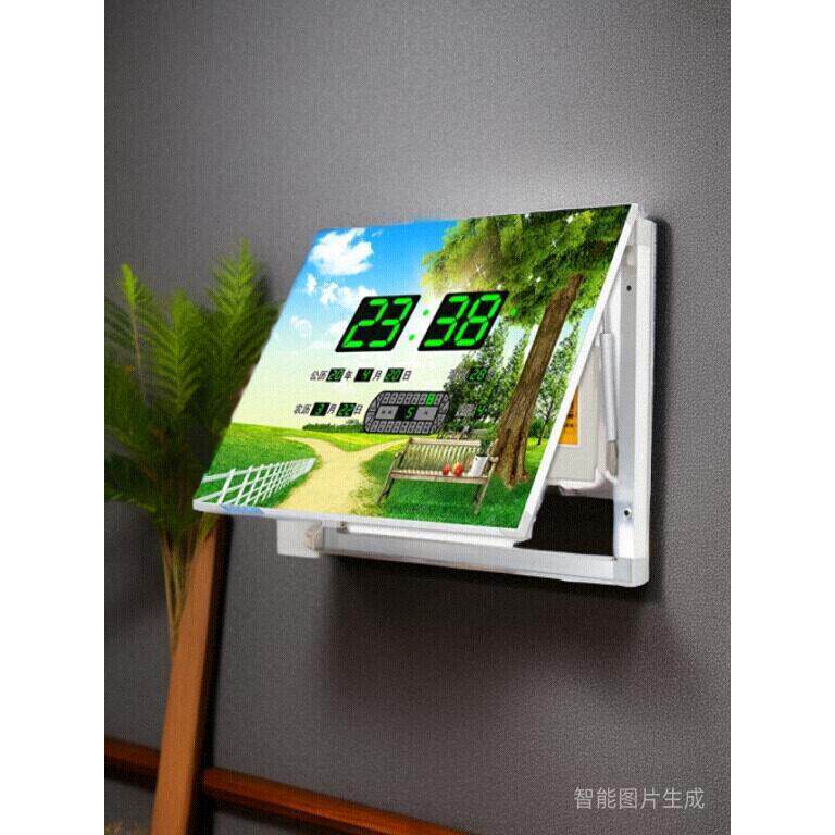 康巴斯表盒万年历数字时钟大时间装饰画翻转客厅门盒阻挡挂钟